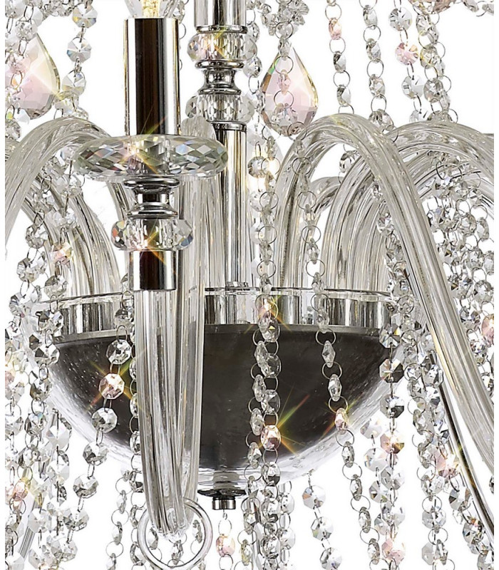 Allegany Chandelier Pendant, 29 Light E14, Polished Chrome, Clear Glass, Crystal, Item Weight: 23.8kg