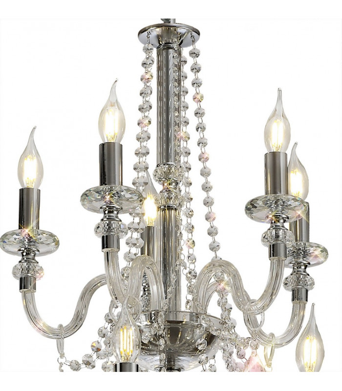 Allegany Chandelier Pendant, 29 Light E14, Polished Chrome, Clear Glass, Crystal, Item Weight: 23.8kg