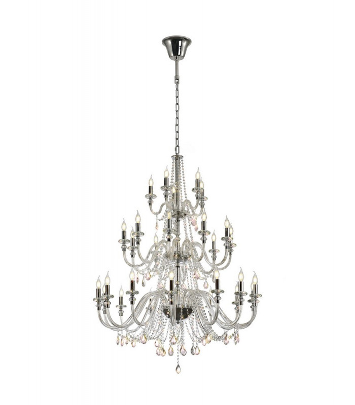 Allegany Chandelier Pendant, 29 Light E14, Polished Chrome, Clear Glass, Crystal, Item Weight: 23.8kg