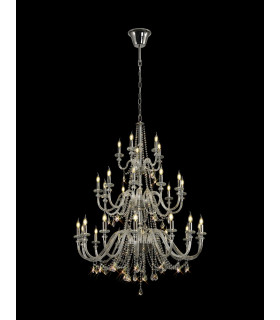 Allegany Chandelier Pendant, 29 Light E14, Polished Chrome, Clear Glass, Crystal, Item Weight: 23.8kg