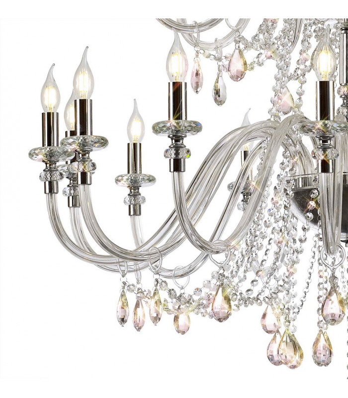 Allegany Chandelier Pendant, 29 Light E14, Polished Chrome, Clear Glass, Crystal, Item Weight: 23.8kg