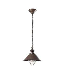 1 Light Small Outdoor Ceiling Pendant Light Clear, Rust Brown, E27 - 1