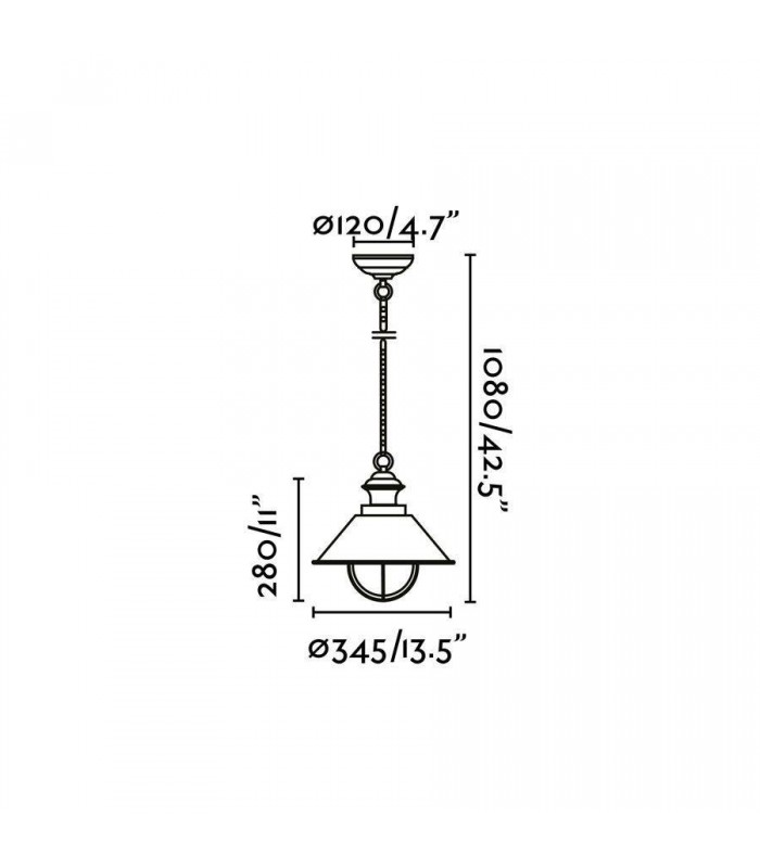 1 Light Large Outdoor Ceiling Pendant Light Clear, Rust Brown, E27 - 2