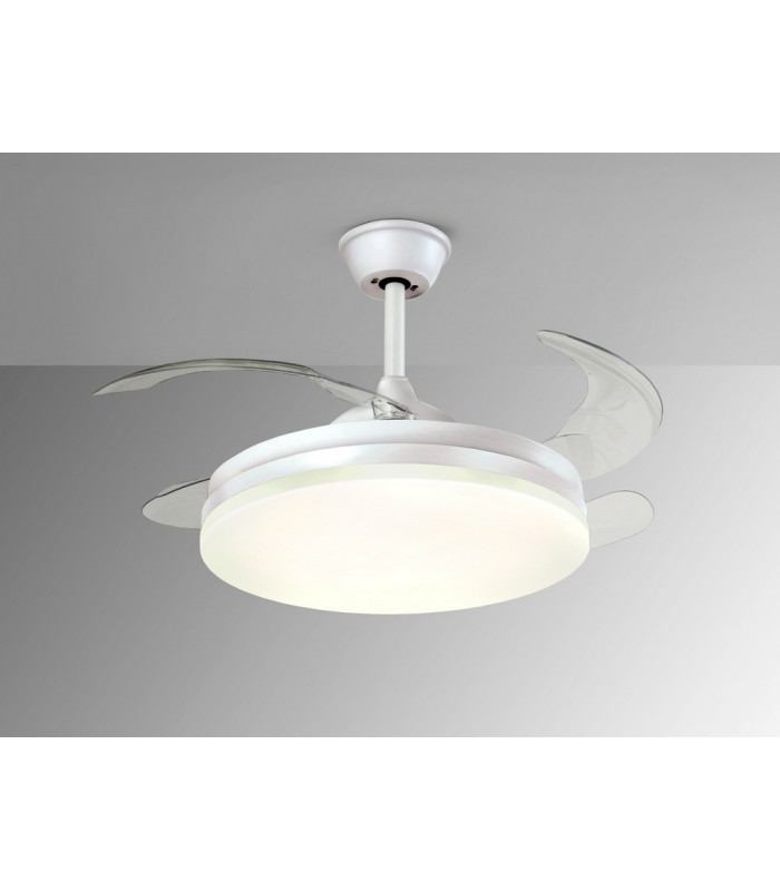 Vento 6 Speed Ceiling Fan Retractable Blades Matt White Integrated LED Light Remote Control Timer & Reversible Functions-5