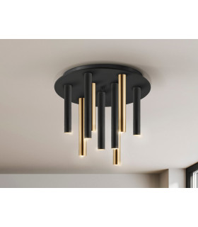 Varas Dimmable Ceiling 9 Light Cluster Drop Gold Matt Black Dimmable Remote Control 3000K-2