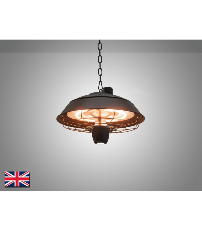 Estufa Outdoor Electrical Heater Ceiling Dome Pendant Black Remote Control IP44-2