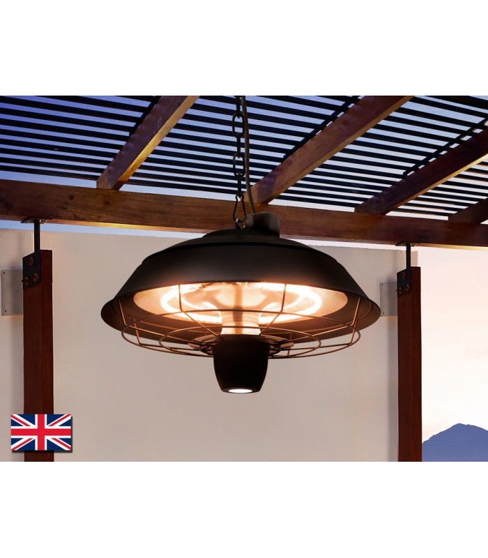 Estufa Outdoor Electrical Heater Ceiling Dome Pendant Black Remote Control IP44-3