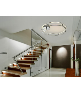 Colette Semi Flush Ceiling Light Cylindrical Chrome Dimmable Remote Control-1