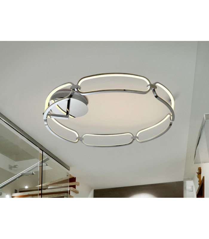 Colette Semi Flush Ceiling Light Cylindrical Chrome Dimmable Remote Control-3