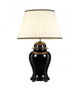 Chiling Oriental 1 Light Ceramic Table Lamp With Tall Empire Ivory Cotton Shade-1
