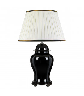 Chiling Oriental 1 Light Ceramic Table Lamp With Tall Empire Ivory Cotton Shade-2