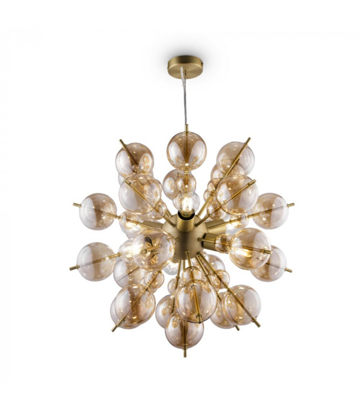 Modern Bolla 6 Light Brass Pendant Ceiling Light Glass Shades-1