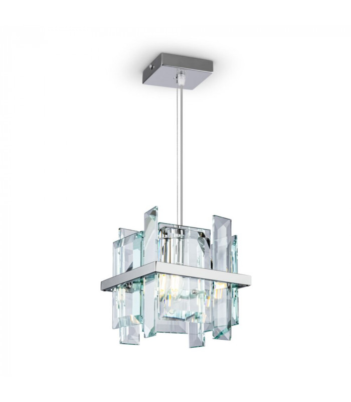 Modern Cerezo Chrome Pendant Ceiling Light Crystal-1