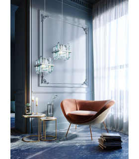 Modern Cerezo Chrome Pendant Ceiling Light Crystal-2