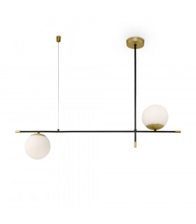 Modern Nostalgia 2 Light Matt Gold Pendant Ceiling Light Glass Shades