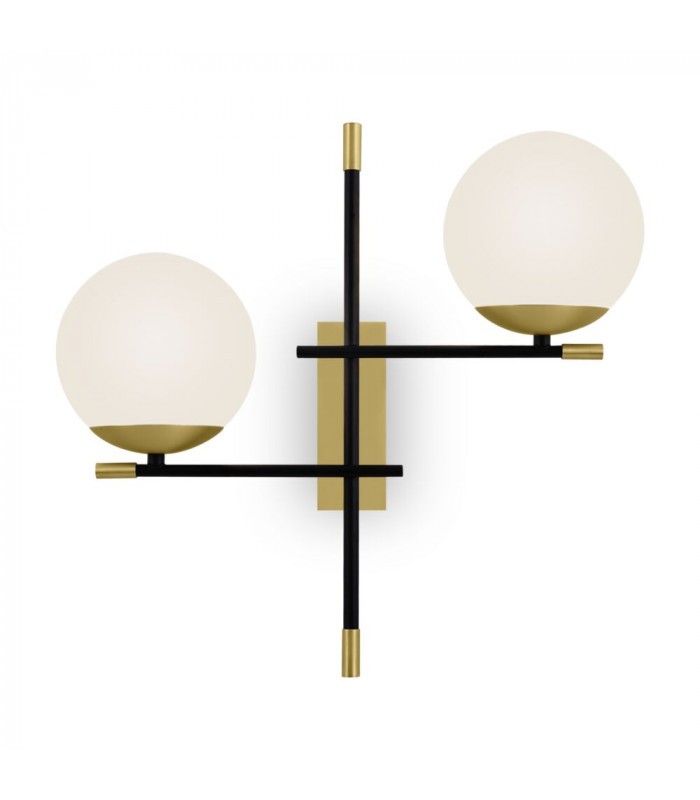 Modern Nostalgia 2 Light Matt Gold Wall Lamp Glass Shade
