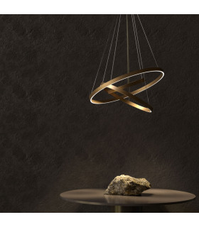 Modern Rim Integrated LED Brass 3 Tier Circular Pendant Ceiling Light-2