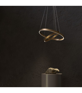 Modern Rim Integrated LED Brass 2 Tier Circular Pendant Ceiling Light-2