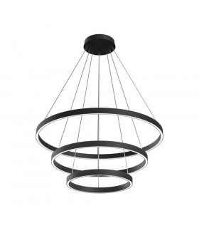 Modern Rim Integrated LED Black 3 Tier Circular Pendant Ceiling Light-1