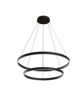 Modern Rim Integrated LED Black 2 Tier Circular Pendant Ceiling Light