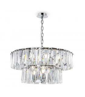 Modern Puntes 2 Tier 12 Light Chrome Pendant Ceiling Light