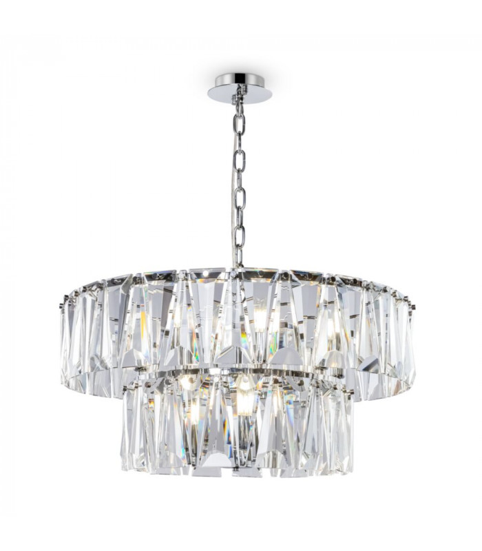 Modern Puntes 2 Tier 12 Light Chrome Pendant Ceiling Light