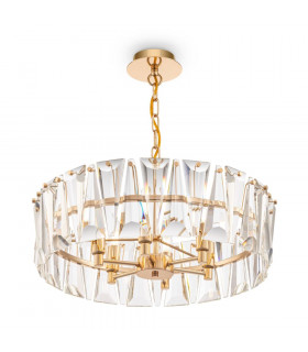 Modern Puntes 6 Light Gold Cylindrical Pendant Ceiling Light