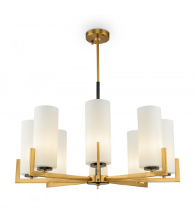Modern Fortano 8 Light Brass Chandelier Glass Shade-1