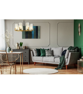 Modern Fortano 8 Light Brass Chandelier Glass Shade-2