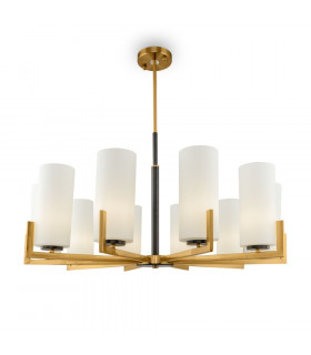 Modern Fortano 10 Light Brass Chandelier Glass Shade