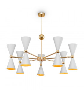 Modern Vesper 14 Light White with Gold Pendant Ceiling Light
