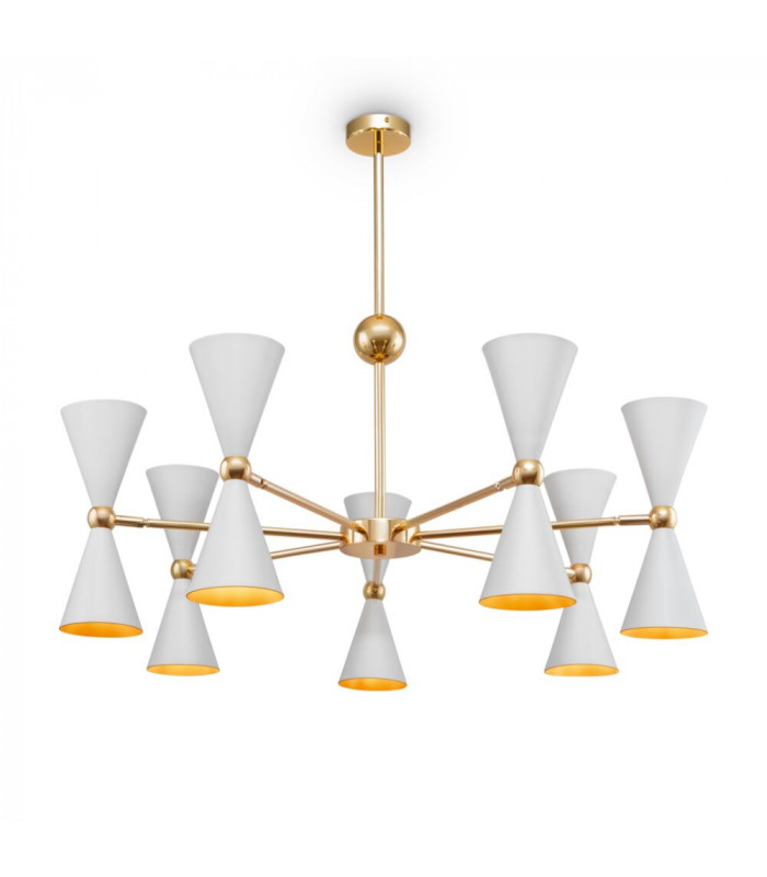 Modern Vesper 14 Light White with Gold Pendant Ceiling Light