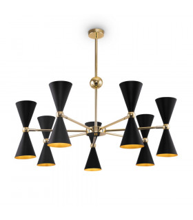 Modern Vesper 14 Light Black with Gold Pendant Ceiling Light-1