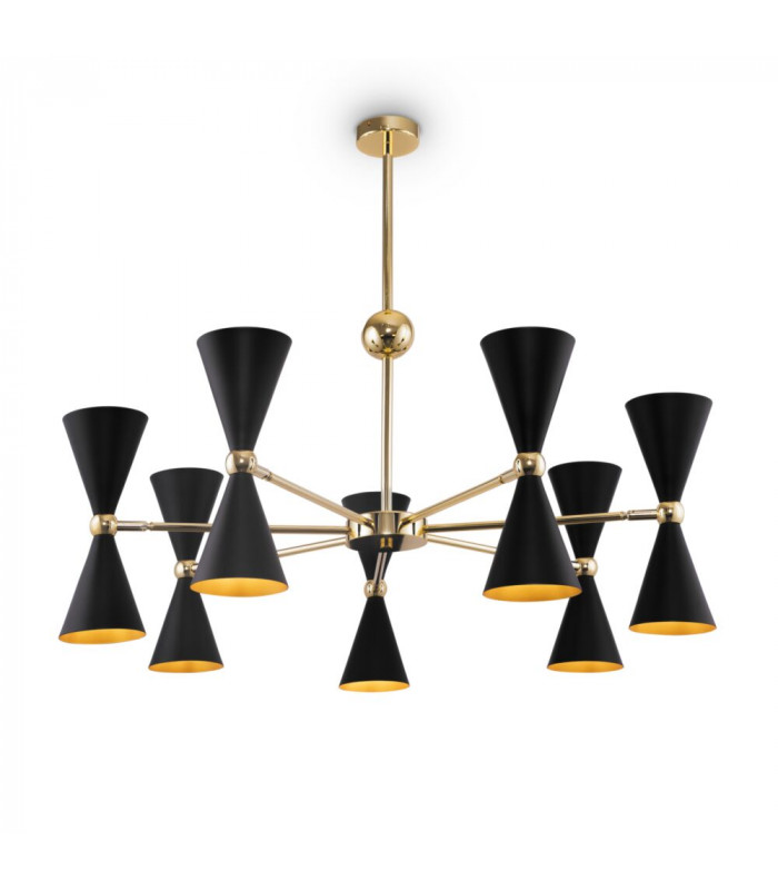 Modern Vesper 14 Light Black with Gold Pendant Ceiling Light-1