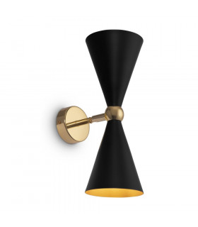Modern Vesper 2 Light Black with Gold Up Down Wall Lamp