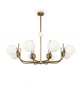 Modern Rendez-vous 8 Light Brass Pendant Ceiling Light Glass Shade-1