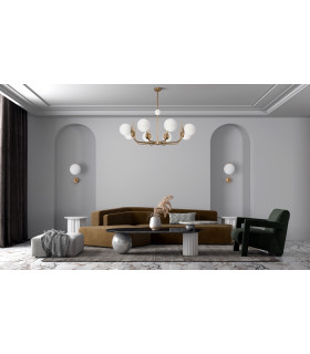 Modern Rendez-vous 8 Light Brass Pendant Ceiling Light Glass Shade-2