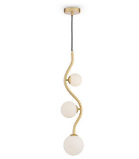 Modern Uva 3 Light Gold Pendant Ceiling Light Glass Shade