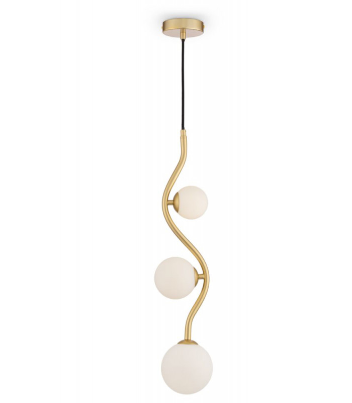 Modern Uva 3 Light Gold Pendant Ceiling Light Glass Shade
