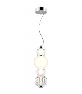 Modern Collar Integrated LED Chrome Pendant Ceiling Light Glass Shade-1