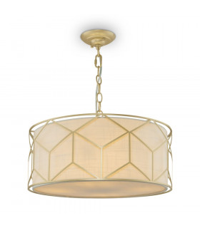 Classic Messina 4 Light Gold Pendant Ceiling Light Fabric Shade-1