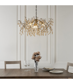 Rimini 4 Light Ceiling Pendant Aged Gold Paint & Champagne Lustre Glass-2