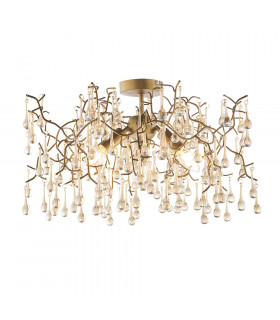 Rimini 3 Light Ceiling Semi Flush Aged Gold Paint & Champagne Lustre Glass-1