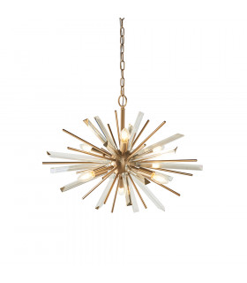 Salerno 6 Light Ceiling Pendant Antique Brass Plate With Champagne Glass-1