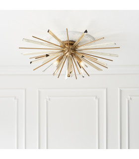 Salerno 4 Light Ceiling Flush Antique Brass Plate With Champagne Glass-2
