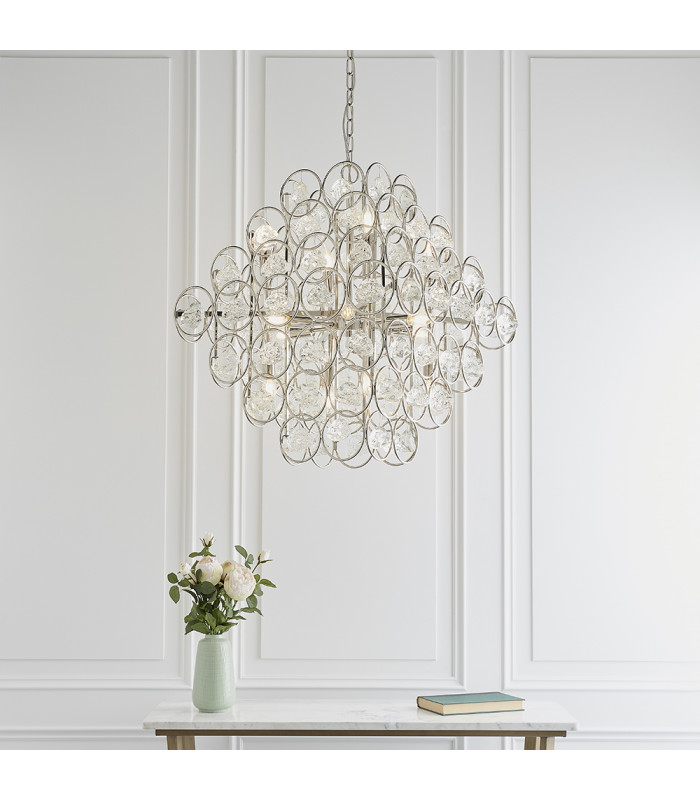 Positano 14 Light Ceiling Pendant Polished Nickel Plate & Clear Crystal-3