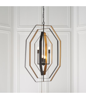 Macerata 4 Light Ceiling Pendant Aged Bronze Effect & Antique Gold Paint-2