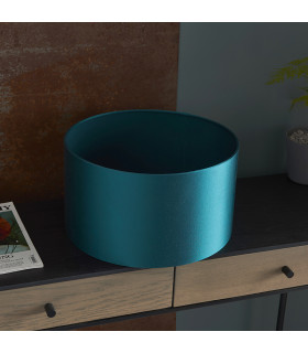 Folgarida Shade Teal Satin Fabric & Matt Antique Brass Plate-2