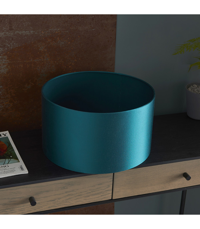 Folgarida Shade Teal Satin Fabric & Matt Antique Brass Plate-2