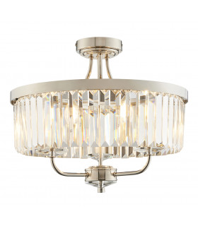 Ascoli 3 Light Ceiling Semi Flush Bright Nickel Plate & Clear Cut Glass-1